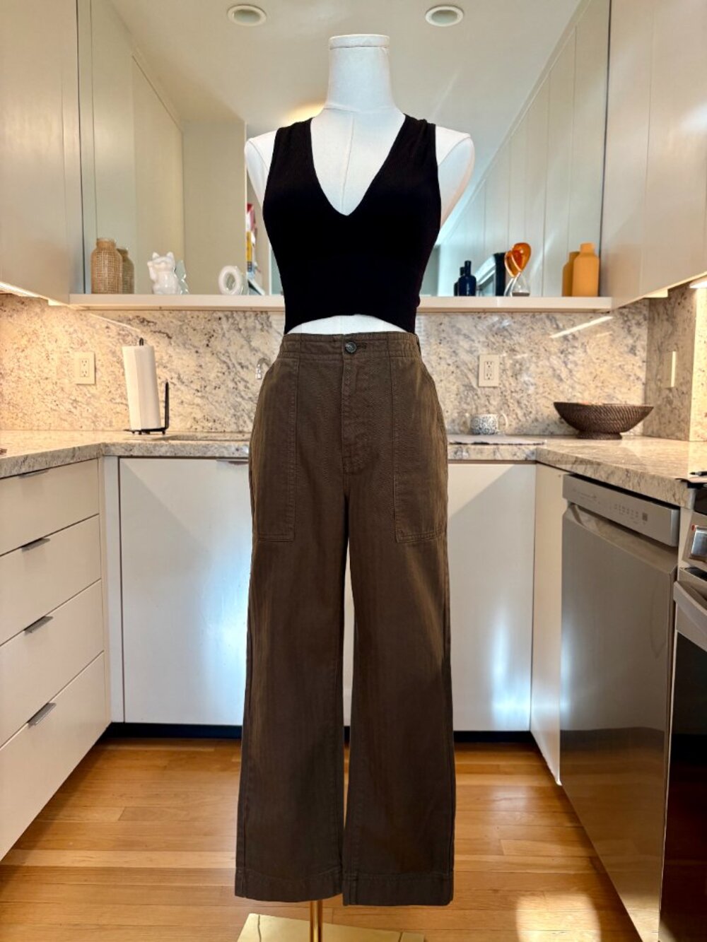 Everlane Organic Cotton Herringbone Fatigue Pants Brown Size 2 - Picture 2 of 10